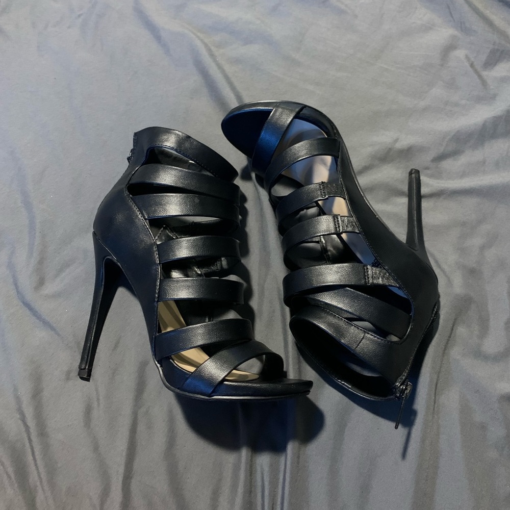 Black strappy heels